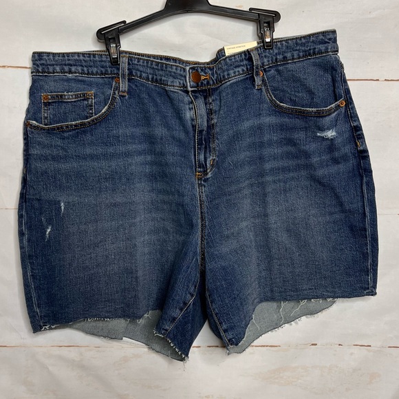 Universal Thread Pants - Universal Thread Boyfriend Shorts Vintage Stretch 6" Inseam Raw Hem Blue Denim